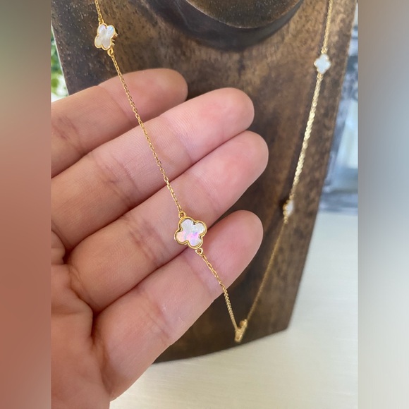 Brand New Rachel Zoe Mother of Pearl Gold over Sterling Silver 925 long necklace - Picture 2 of 8